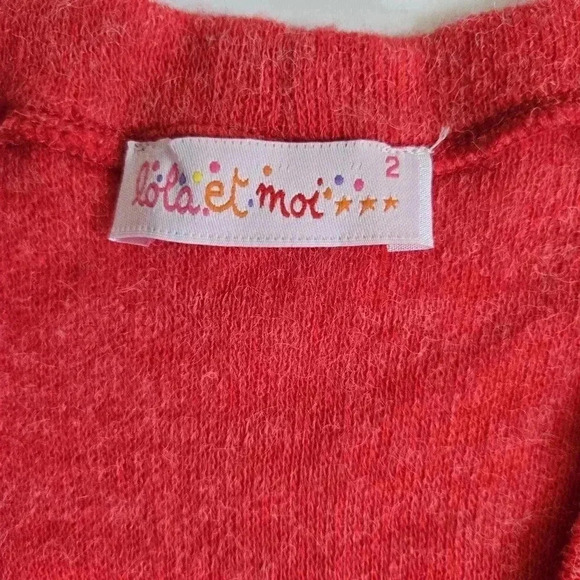 Lola et moi wool blend red long line cardigan size 2 - Picture 3 of 7